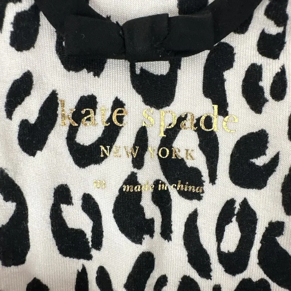 Kate Spade Pajama Top Womens Medium White Black Animal Print‎ Soft Button
